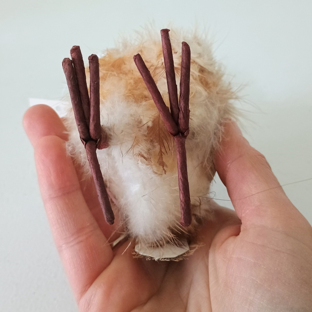 Pair Of Life Like Detailed Feathered Furry Owl Figurines Rustic Fall Decor - Picture 8 of 11